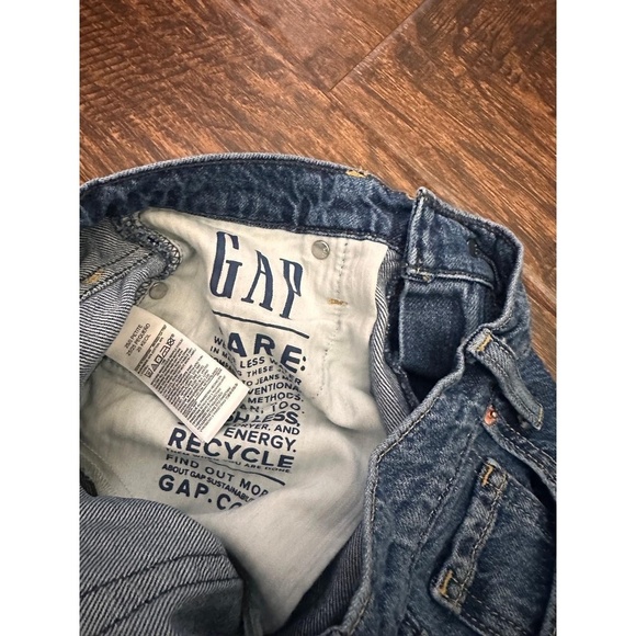 GAP Jeans Womens Size 25 Petite Dark Blue Denim Wide Leg Distressed Ripped - Picture 6 of 6